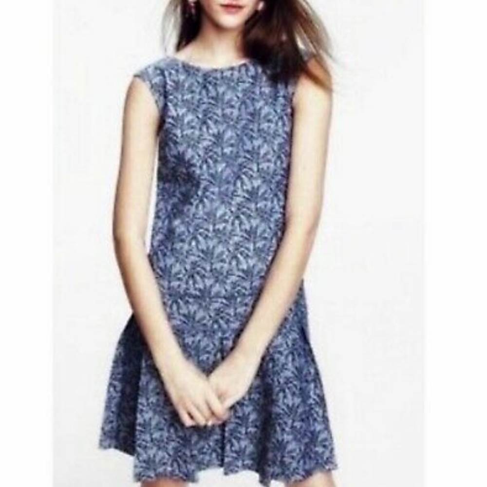 J Crew Sleeveless Palm Tree Drop Waist Dress NWT